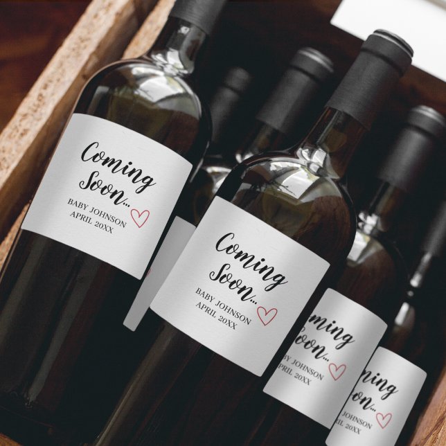 New Baby Announcement Wine Label Vinflaska Etikett (Skapare uppladdad)