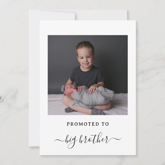 New Baby Big Brother Announcement Card with Photo Inbjudningar (Framsida)