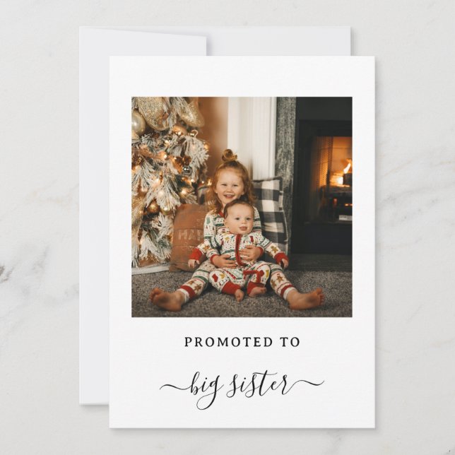 New Baby Big Sister Holiday Announcement Card Inbjudningar (Framsida)
