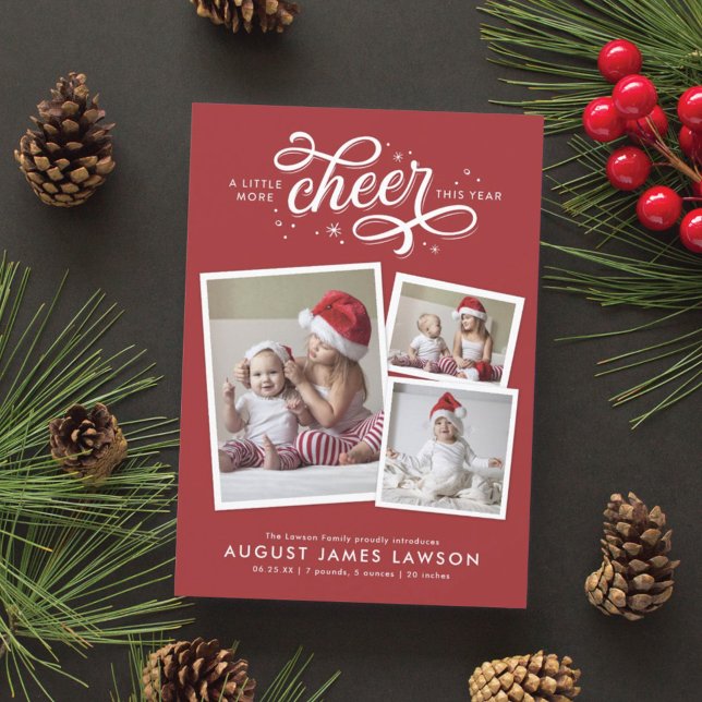 New Baby Christmas Birth Announcement Holiday Julkort (Skapare uppladdad)