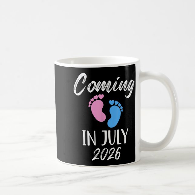 New Baby Coming In July 2026 Funny Baby Shower Boy Kaffemugg (Höger)