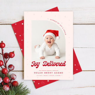 New Baby First Christmas Photo Birth Announcement Julkort