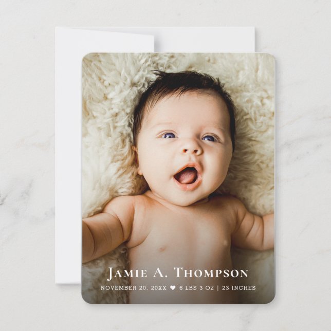 New Baby Photo Simple Heart Modern Birth Meddelande (Framsida)