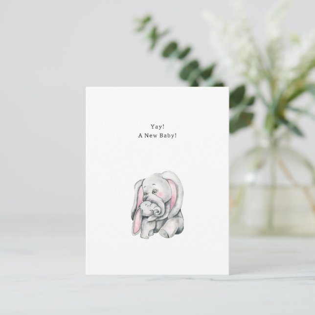 New Baby Quote With Elephant Illustration Vykort (Stående Fram)