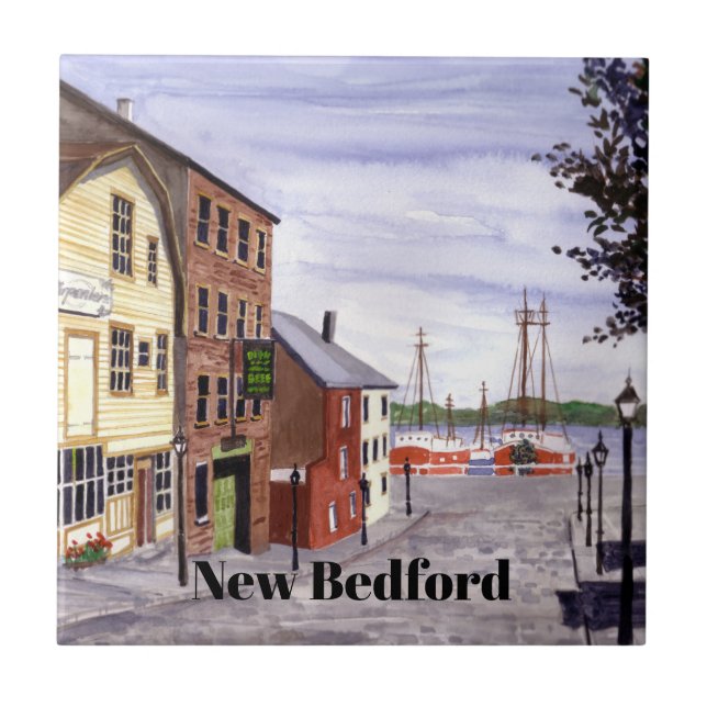 New Bedford Massachusetts New England Painting Kakelplatta (Framsidan)