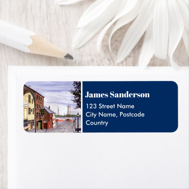 New Bedford Massachusetts New England Painting Returadress Etikett (Insitu)