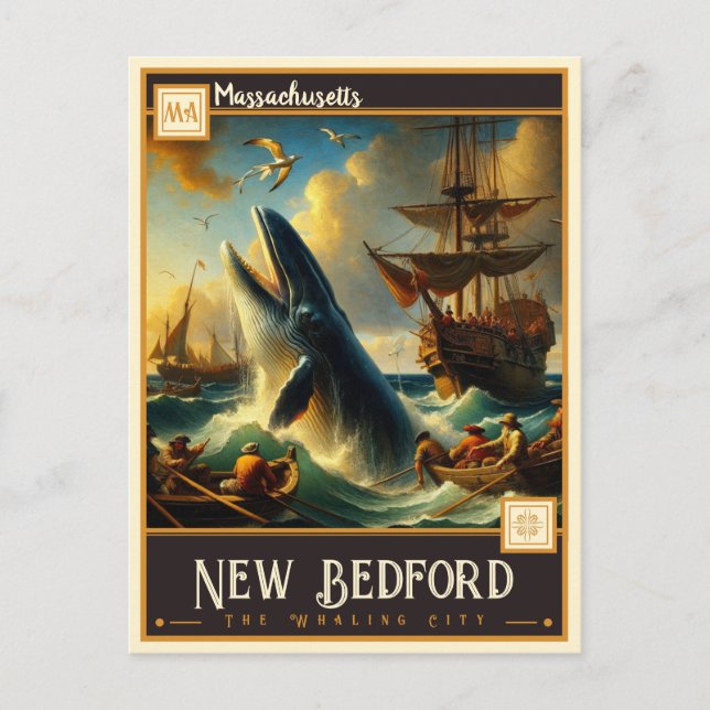 New Bedford, Massachusetts | VINTAGE Vykort (Framsida)
