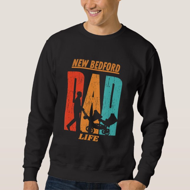 New Bedford Native Funny Statlig flagga Pappa Pare Lång Ärmad Tröja (Framsida)