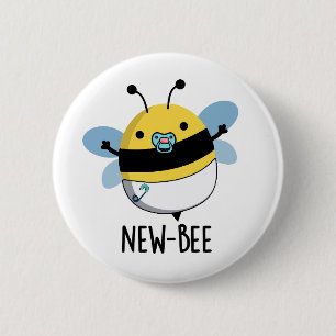 New Bee Funny Insekt Kryp Pun Knapp