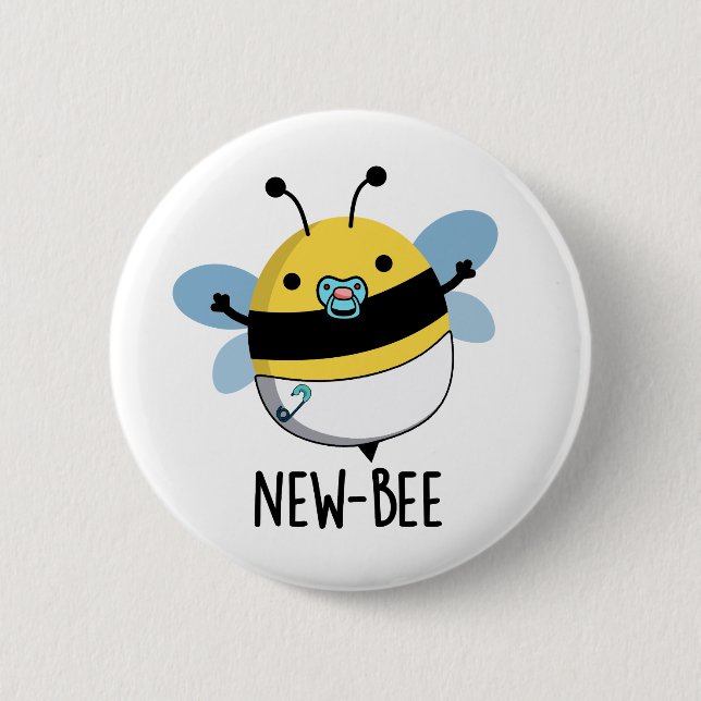 New Bee Funny Insekt Kryp Pun Knapp (Framsida)