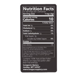 New Bee Pollen Nutrition Facts Jet Black Fraktsedel