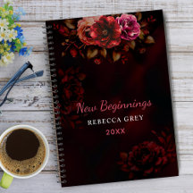 New beginnings dark red black floral large