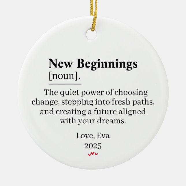 New Beginnings Definition Ornament Gift (Framsidan)