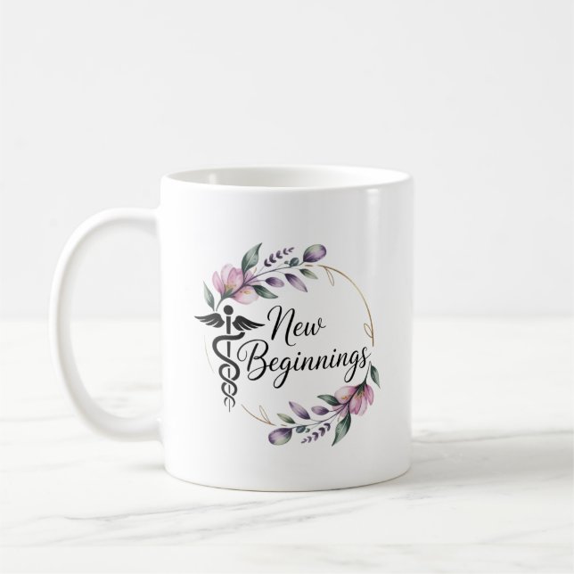 New Beginnings New Nursing Job Personalized Kaffemugg (Vänster)