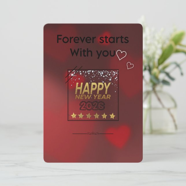 New Beginnings - Romantic New Year Greeting Card Julkort (Stående Fram)