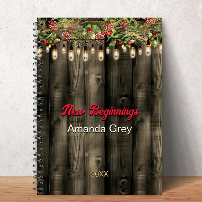 New beginnings Rustic Country greenery lights Anteckningsbok (Skapare uppladdad)