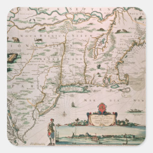 New Belgium, plate from 'Atlas Contractus' c.1671 Fyrkantigt Klistermärke