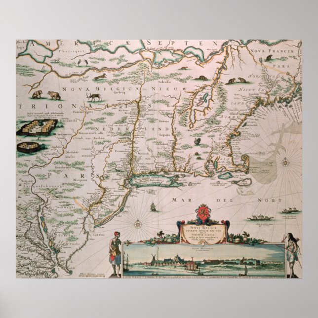 New Belgium, plate from 'Atlas Contractus' c.1671 Poster (Framsidan)