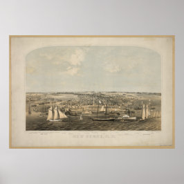 New Bern North Carolina 1864 Antique Panoramic Kar Poster