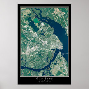 New Bern North Carolina Satellite Poster Karta