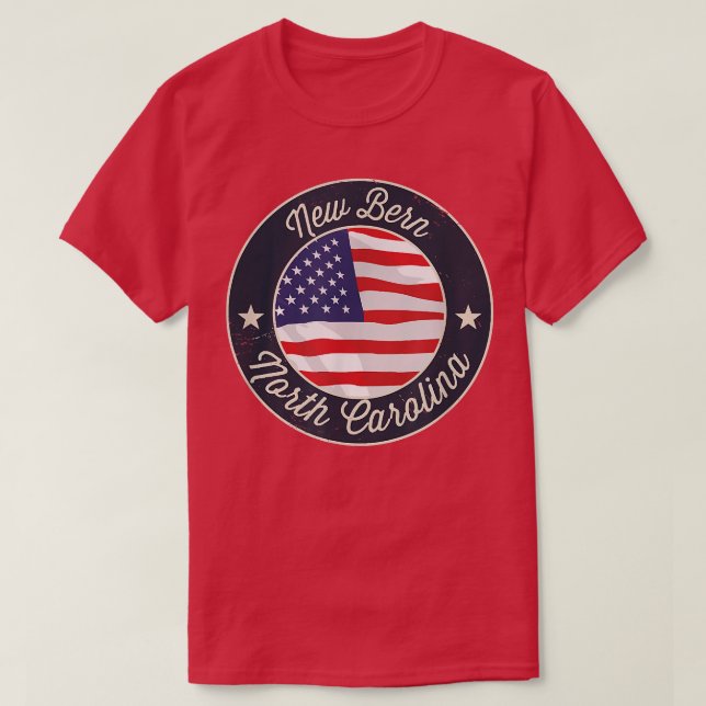 New Bern - Patriotiska North Carolina Souvenir T-S T Shirt (Design framsida)