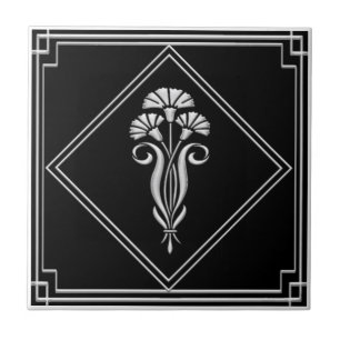 New Black and Silver Art Deco stil Tile Kakelplatta