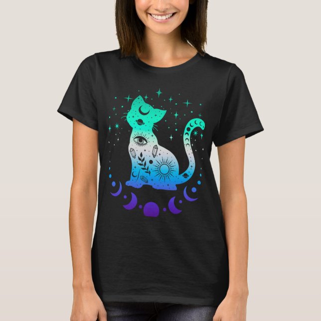 New Blue Gay Male Mlm Pride Flag, Astrology Cat  T Shirt (Framsida)