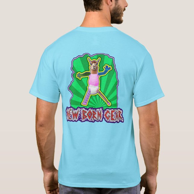 New Born Gear (Llama-bild) - Färgad T Shirt (Baksida)