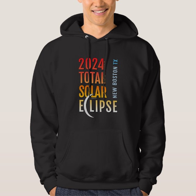 New Boston Texas TX Total Solar Eclipse 2024 5 Hoodie (Framsida)
