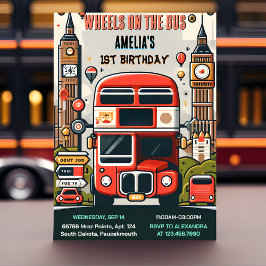 New Boy Cute Girl Tour City Party Buss 1:a födelse Inbjudningar