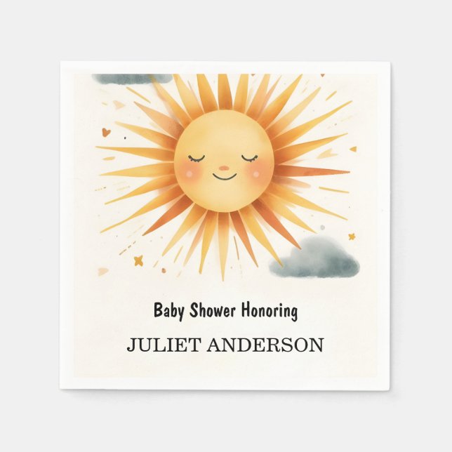 New Boy Rosa Unique Himmel Cloud Sunshine Baby Sho Pappersservett (Framsidan)