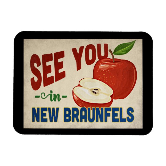 New Braunfels Texas Apple - Vintage resor Magnet (Horisontell)