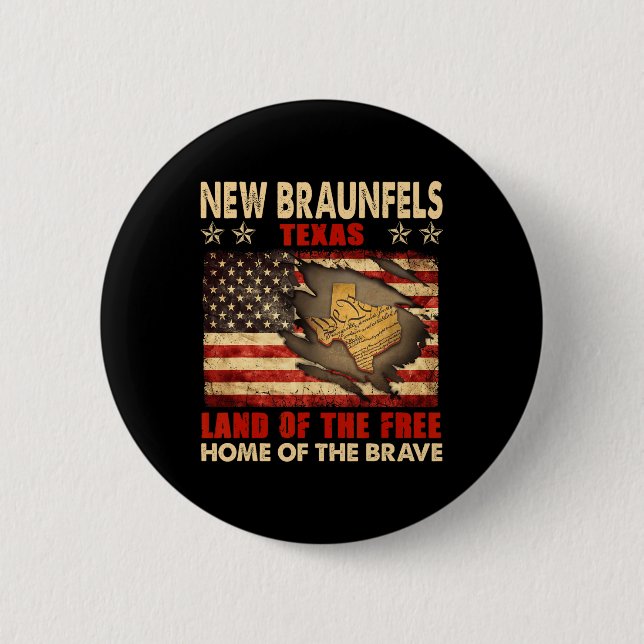 New Braunfels Texas Usa Flagga 4:e Juli  Knapp (Framsida)