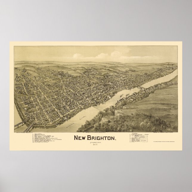 New Brighton, PA Panoramic Karta - 1901 Poster (Framsidan)