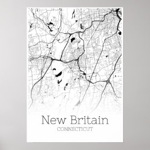 New Britain Karta - Connecticut - City Karta Poste Poster