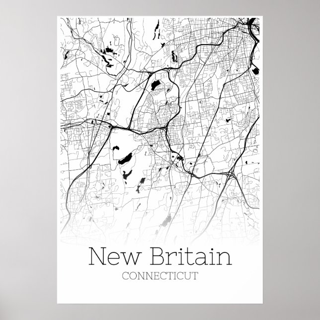 New Britain Karta - Connecticut - City Karta Poste Poster (Framsidan)