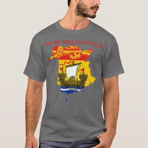 New Brunswick Flagga Karta NB Kanada T Shirt