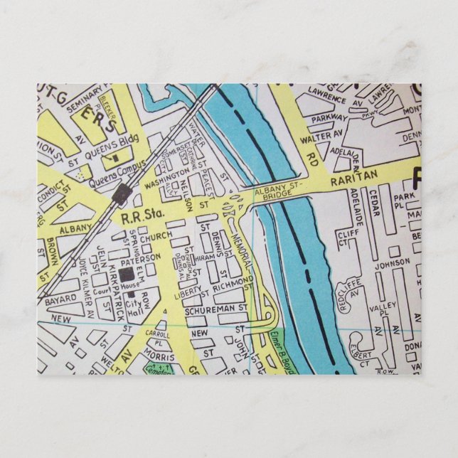 New Brunswick, NJ Vintage Karta Vykort (Framsida)