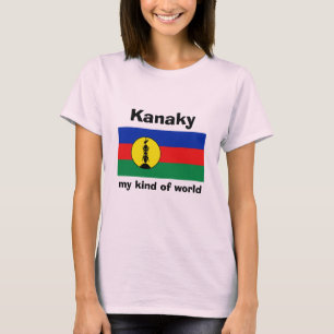 New Caledonia flagga + Karta + TextT-tröja Tee