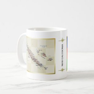 New Caledonia flagga + Kartamugg Kaffemugg