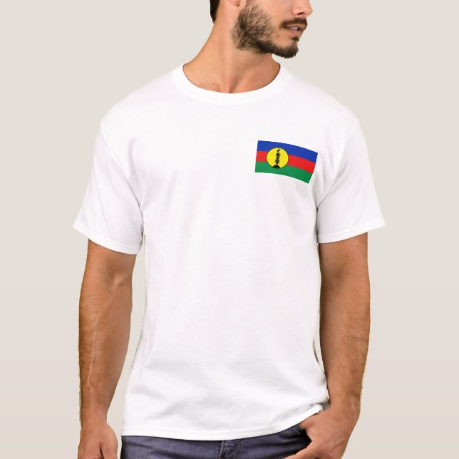 New Caledonia flagga och kartaT-tröja T Shirt (Framsida)
