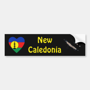 New Caledonia flaggahjärta + Kartabildekal Bildekal