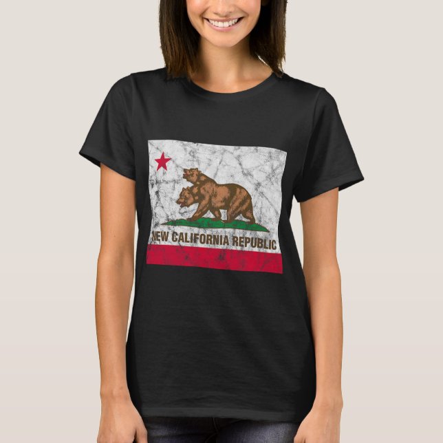 New California Republic Ncr State Distressed Flag  T Shirt (Framsida)