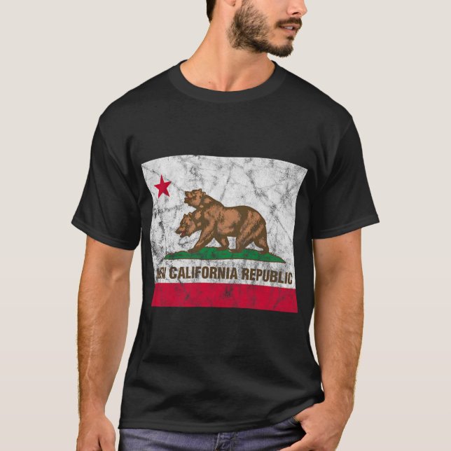 New California Republic Ncr State Distressed Flag  T Shirt (Framsida)