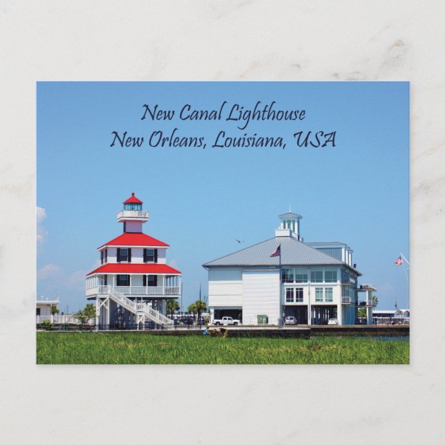 New Canal Lighthouse Louisiana Postcard Vykort (Framsida)