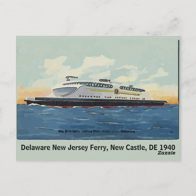 New Castle, DE Old Ferry Vykort (Baksida)