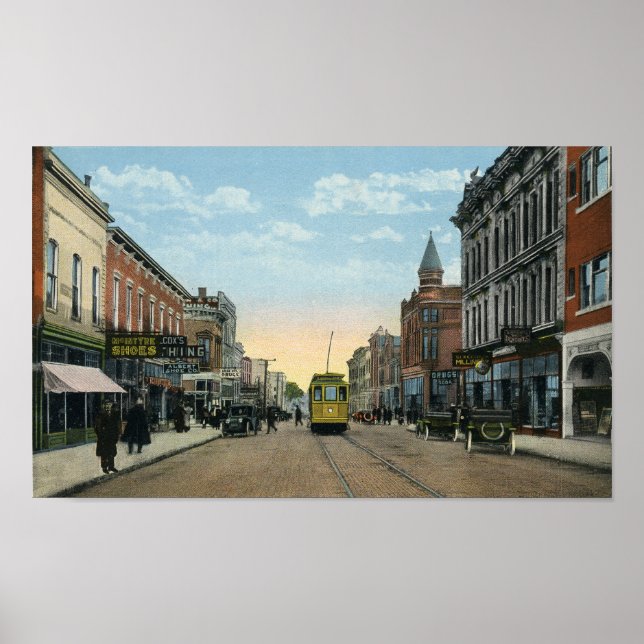 New Castle, Indiana Broad St Trolley Poster (Framsidan)