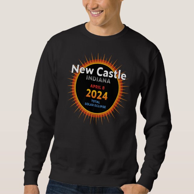 New Castle Indiana IN Total Solar Eclipse 2024 2 Lång Ärmad Tröja (Framsida)