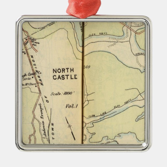 New Castle, New York 3 Julgransprydnad Metall (Framsidan)