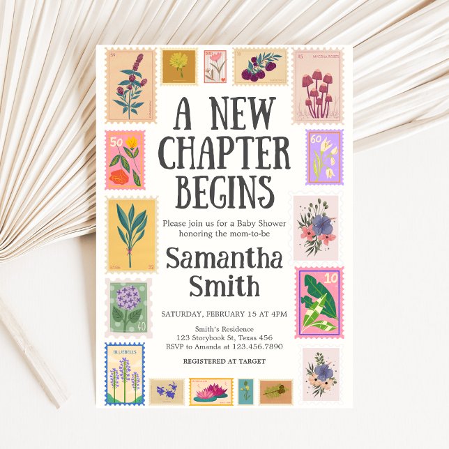 New Chapter Baby Shower  Inbjudningar (A New Chapter Begins Baby Shower Invitation)